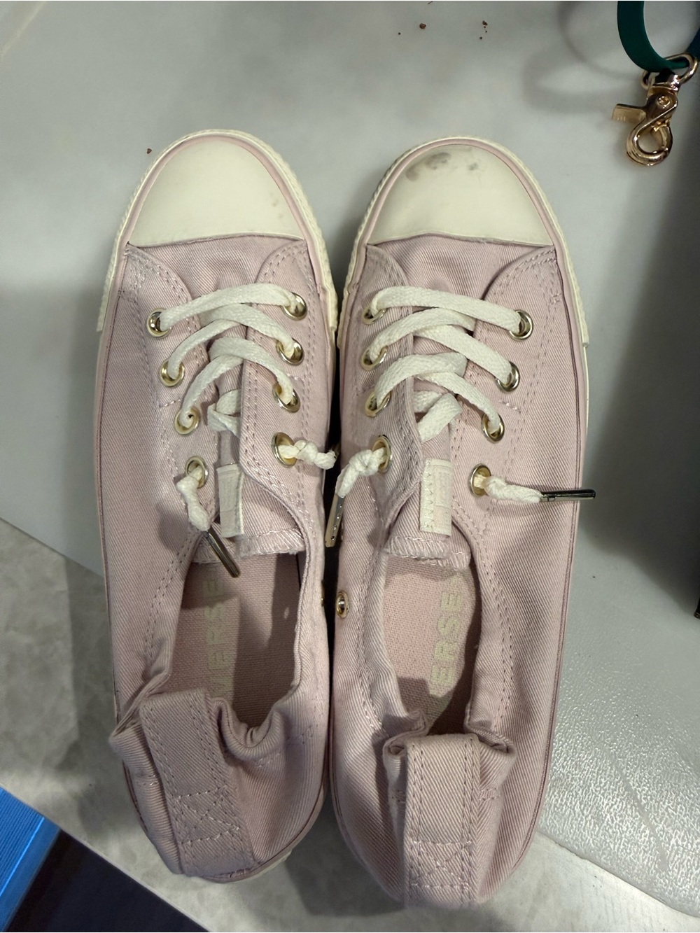 Converse Low-Top Canvas Sneakers in Light Pink with White Toe